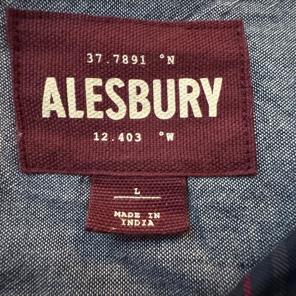 Alesbury Long Sleeve Button Up Flannel Shirt Blue Plaid Cotton Men’s Large NWOT - Picture 7 of 9